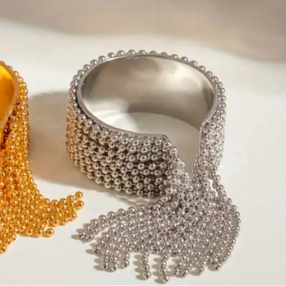 Stainless Steel Tassel Ring Beaded Adjustable Fringe Cascading - Picture 13 of 13